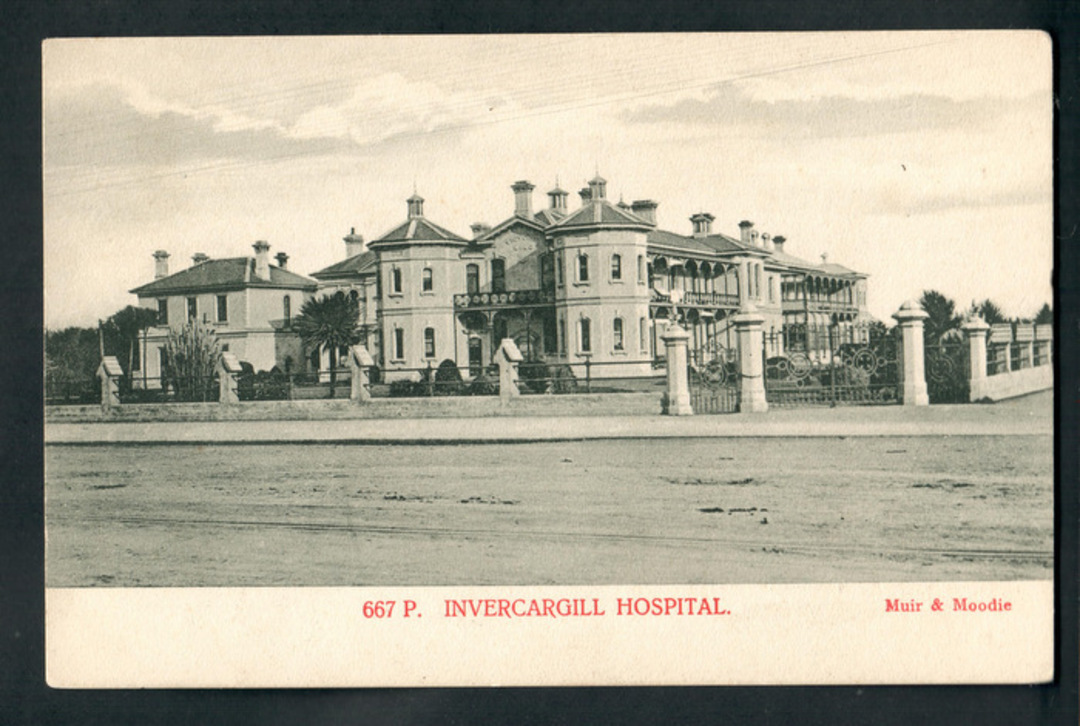 Early Undivided Postcard by Muir & Moodie of Invercargill Hospital. - 249310 - Postcard image 0