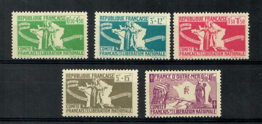 FRENCH COLONIES 1943 Pour L'aide aux Cpmbattants. Set of 5. - 20155 - UHM image 0