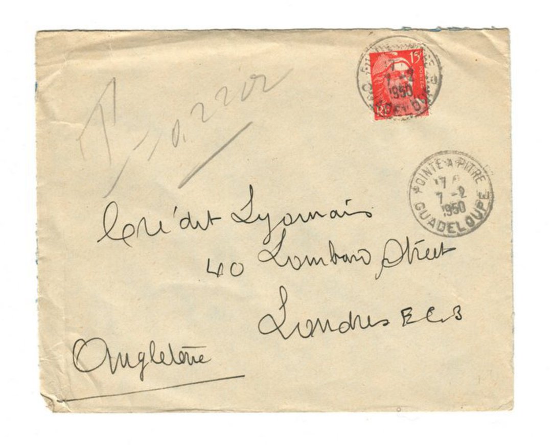 GUADELOUPE 1950 Airmail Letter from Pointe a Pitre to London. - 37610 - PostalHist image 0