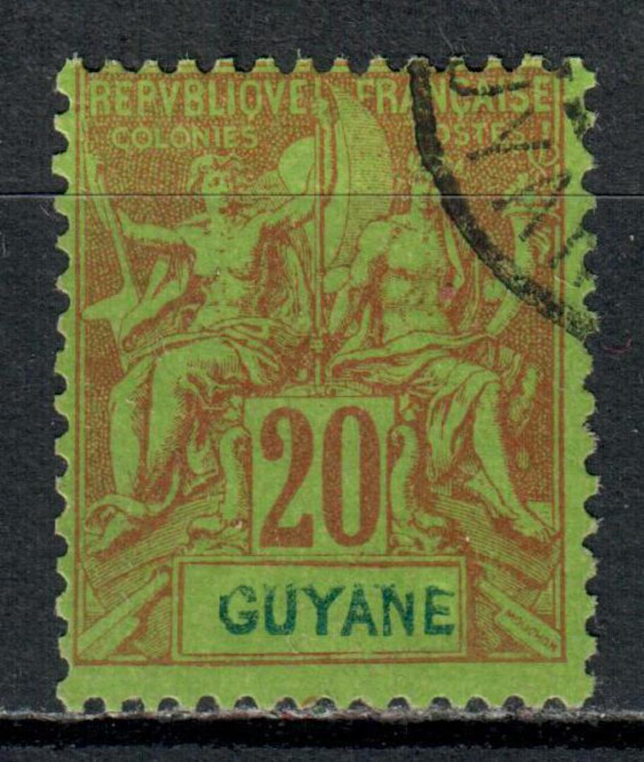 FRENCH GUIANA 1892 Definitive 20c Red on green. Very fine corner cancel. - 39491 - VFU image 0