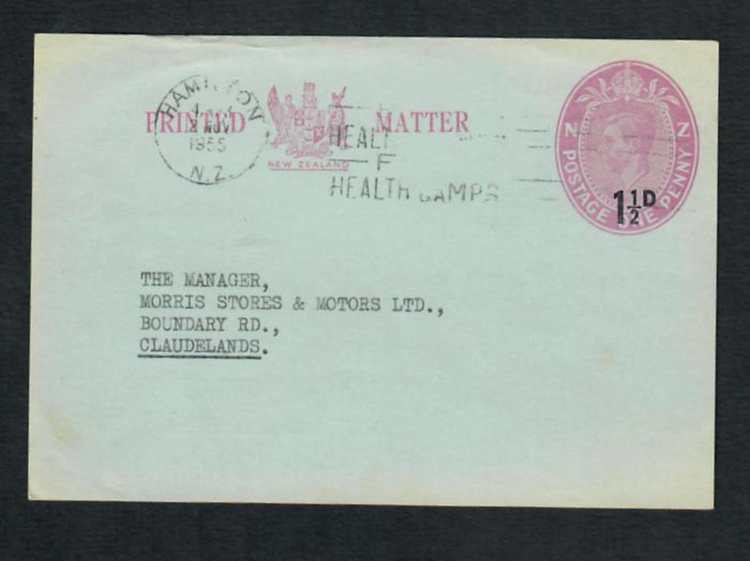 NEW ZEALAND 1955 Geo 6th Lettercard 1½d on 1d Carmine from the Founders of Hamilton Association. - 31422 - PostalHist image 0