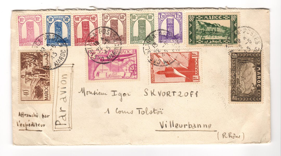 FRENCH MOROCCO 1945 Registered Airmail Letter from Casablanca to France. - 37752 - PostalHist image 0