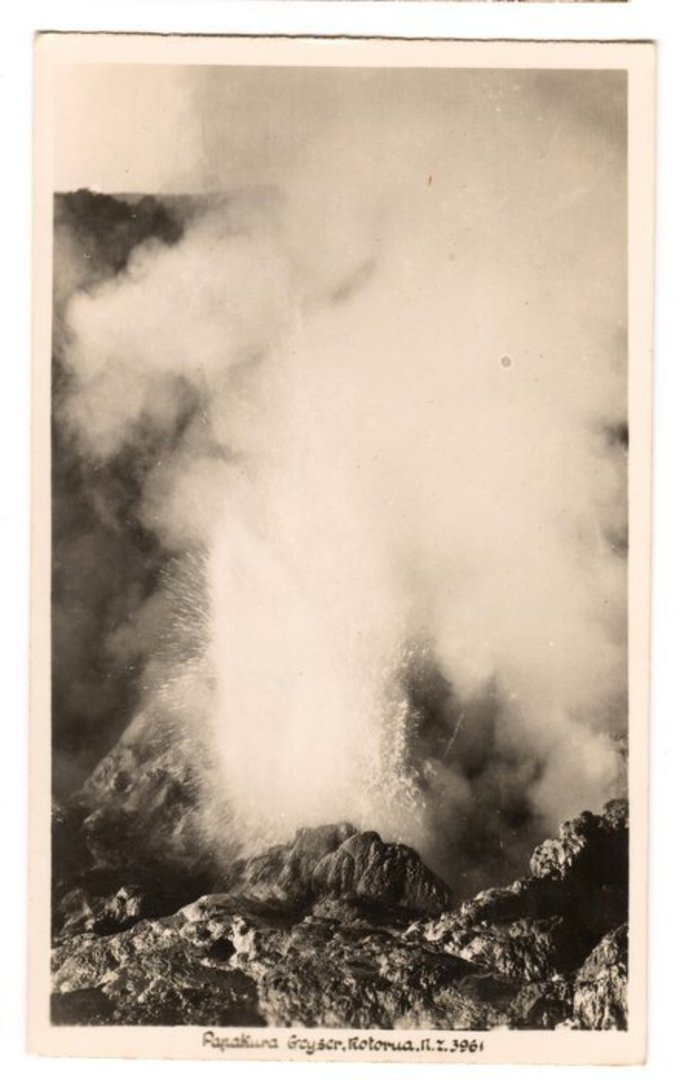 Real Photograph by A B Hurst & Son of Papakura Geyser Rotorua. - 246111 - Postcard image 0