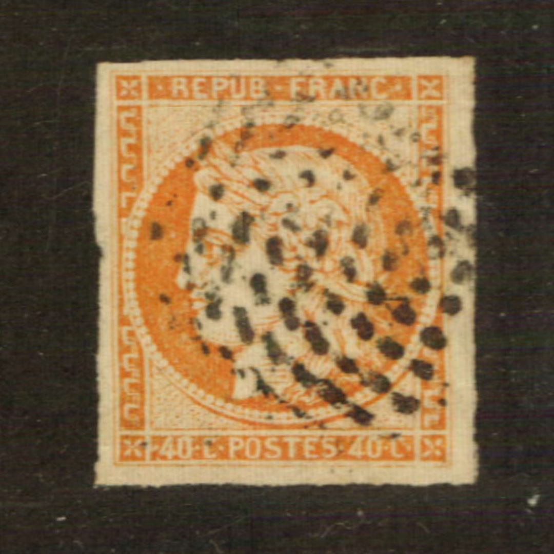 FRANCE 1849 Definitive 40c Red-Orange. There is a clear colour difference with #76202. Four huge margins. From the collection of image 0