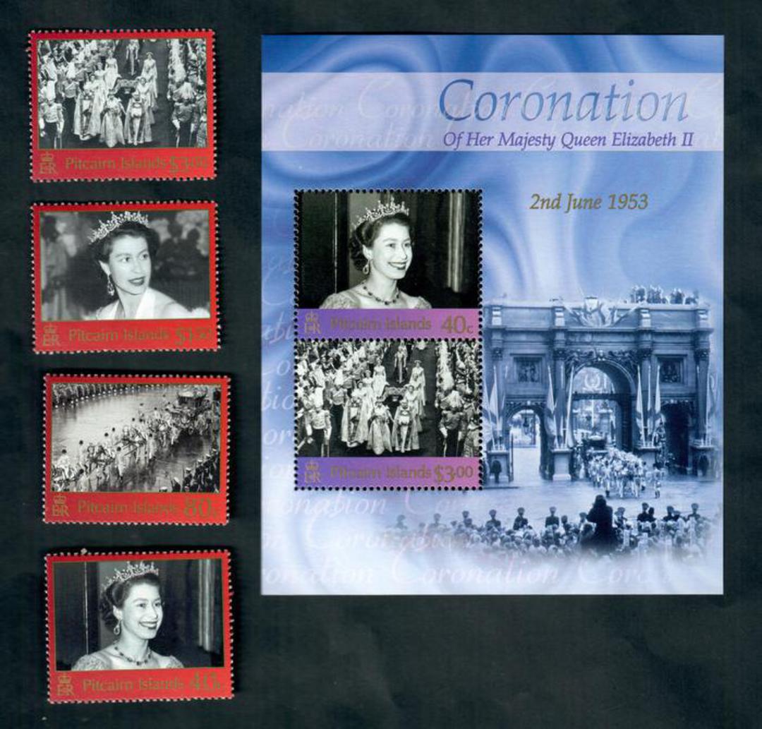 PITCAIRN ISLANDS 2003 50th Anniversary of the Coronation of Elizabeth 2nd. Set of 4 and miniature sheet. - 52185 - UHM image 0