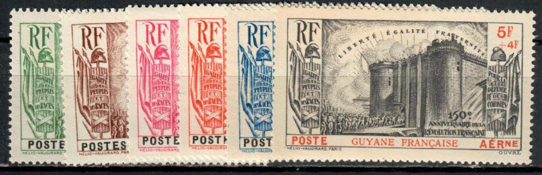 FRENCH GUIANA 1939 150th Anniversary of the French Revolution. Set of 6. The airmail is fine UHM. - 84162 - Mint image 0