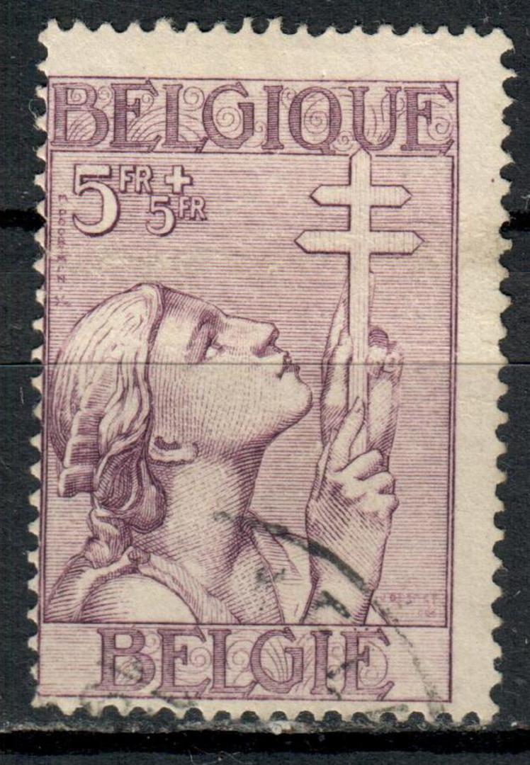 BELGIUM 1933 Anti-Tuberculosis Fund 5fr+5fr Purple. Good used copy. Centered south west. - 92329 - Used image 0