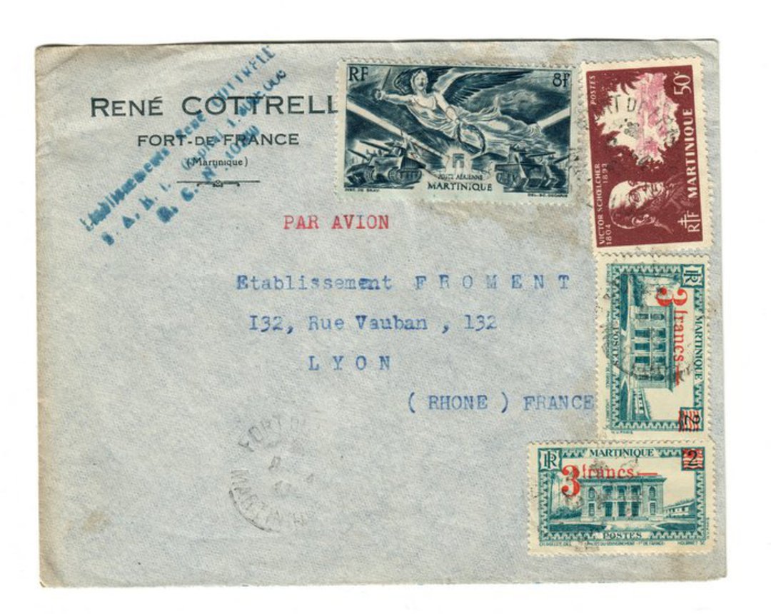MARTINIQUE 1942 Airmail Letter from Fort de France to Lyon. - 37806 - PostalHist image 0