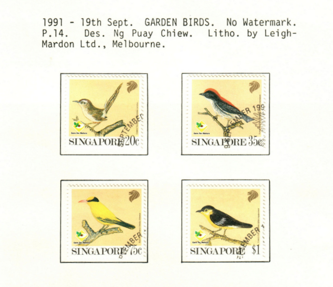 SINGAPORE 1991 Garden Birds. Set of 4. - 59622 - VFU image 0