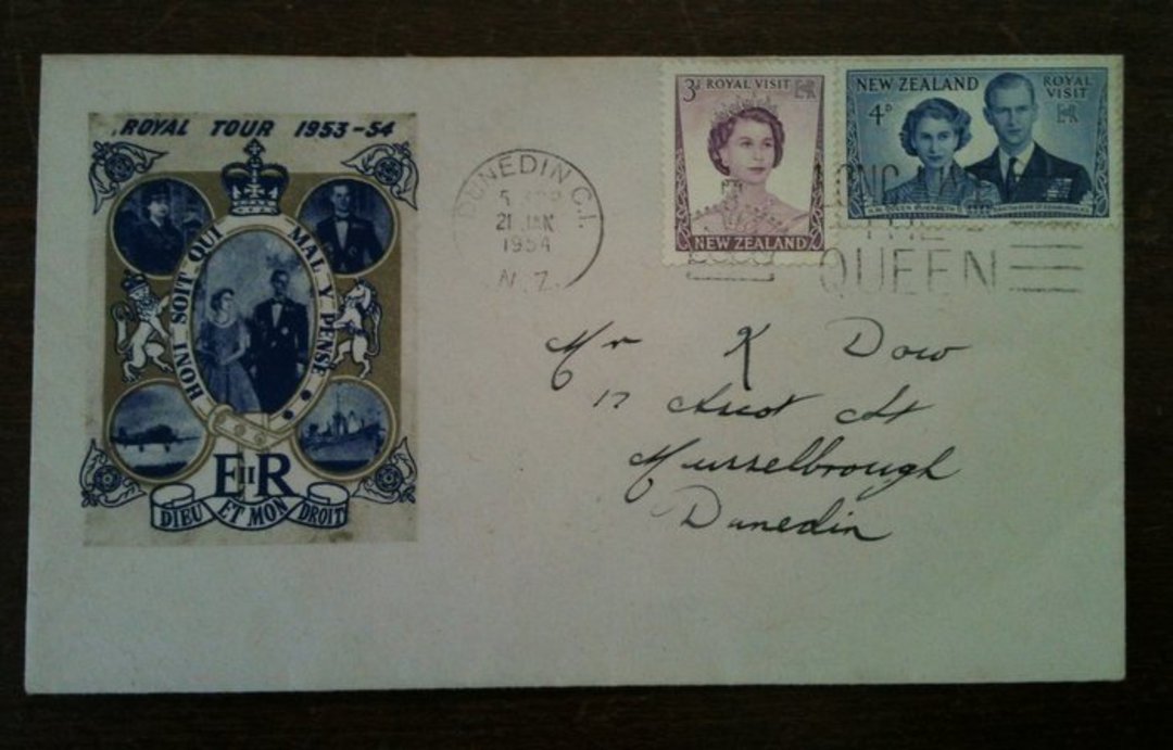NEW ZEALAND 1953 Royal Visit. Set of 2 on illustrated first day cover. - 36450 - PostalHist image 0