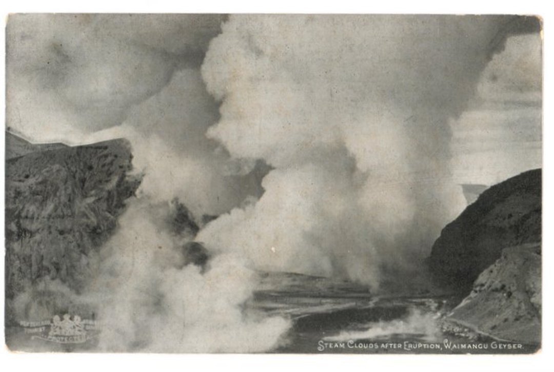 Postcard of Steam Clouds after eruption Waimangu Geyser. - 46058 - Postcard image 0