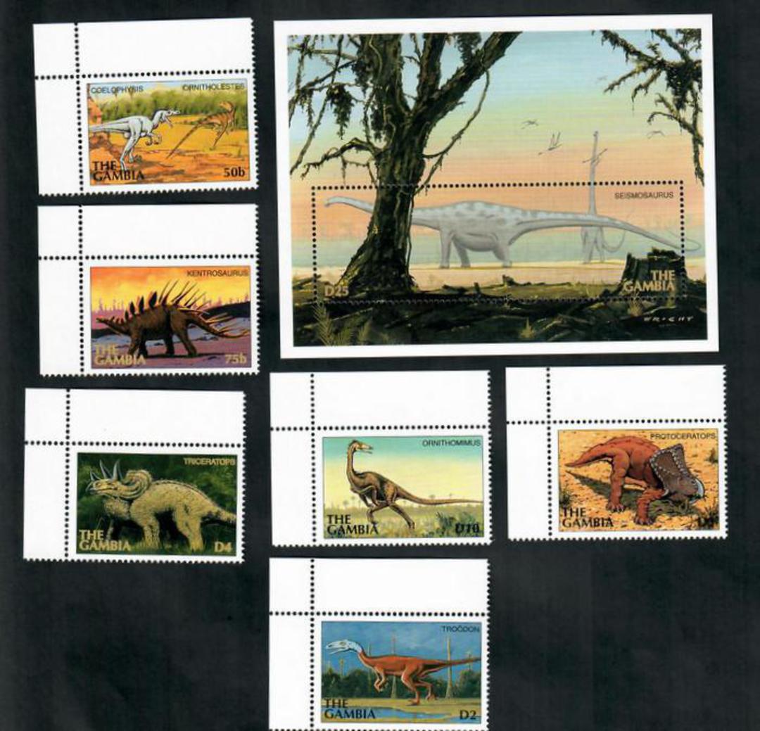 GAMBIA 1997 Dinosaurs. Set of 6 and miniature sheet. Incomplete. - 50969 - UHM image 0
