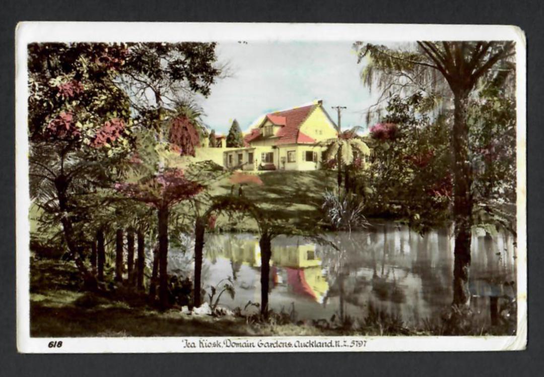 Tinted Postcard by  A B Hurst & Son of Tea Kiosk Domain Gardens Auckland. (#45506). - 45505 - Postcard image 0