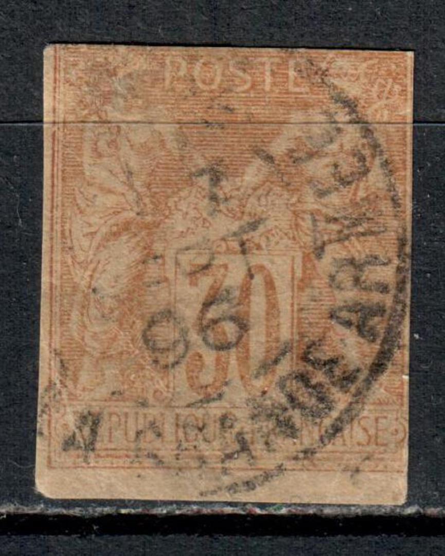 FRENCH COLONIES 1877 Definitive 30c Cinnamon. Cut square with four clear margins. No toning but the stamp has lost its freshness image 0