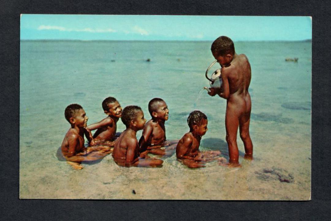 FIJI Coloured postcard of Fijian Children at play. - 43835 - Postcard image 0