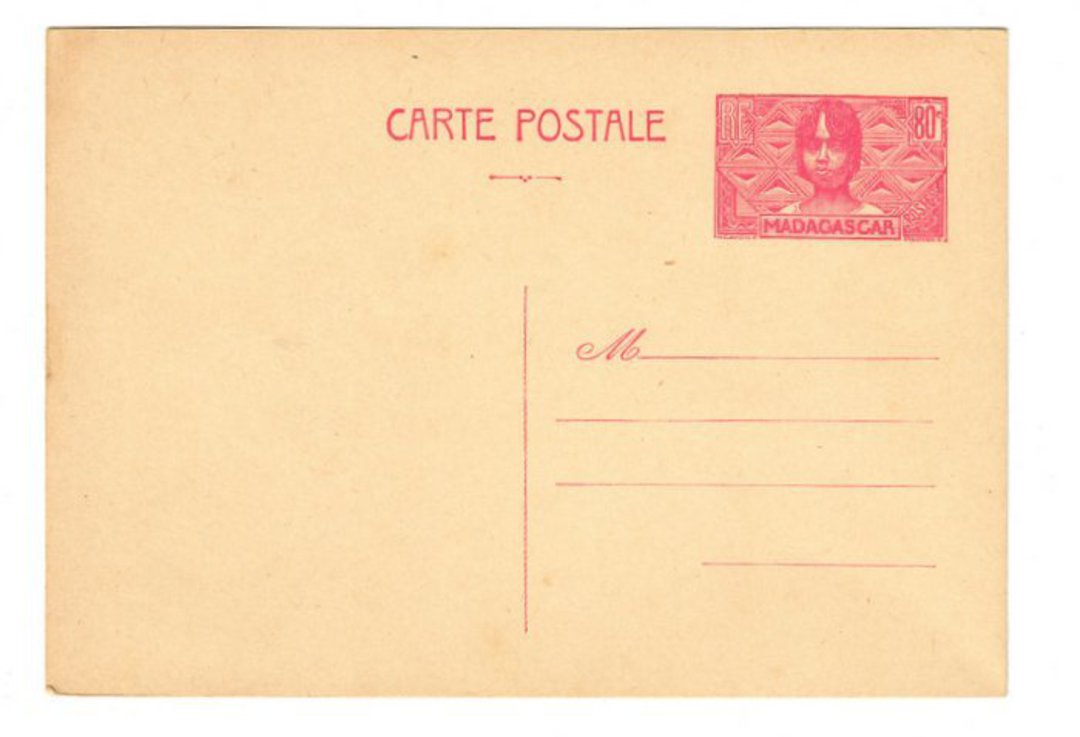 MADAGASCAR 1930 Carte Postale 80c Scarlet. Unused. - 37695 - PostalHist image 0