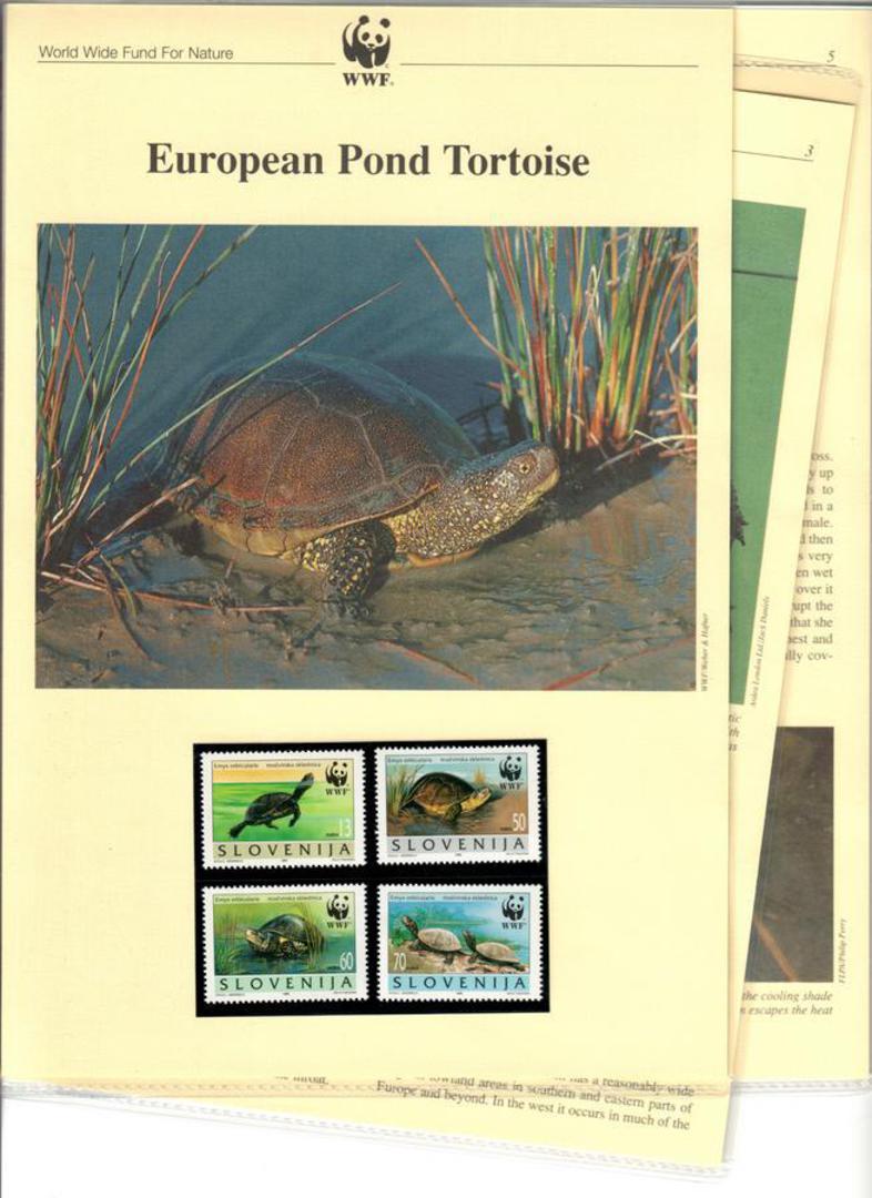SLOVENIA 1996 World Wildlife Fund European Pond Tortoise. Set of 4 in mint never hinged and on first day covers with 6 pages of image 0