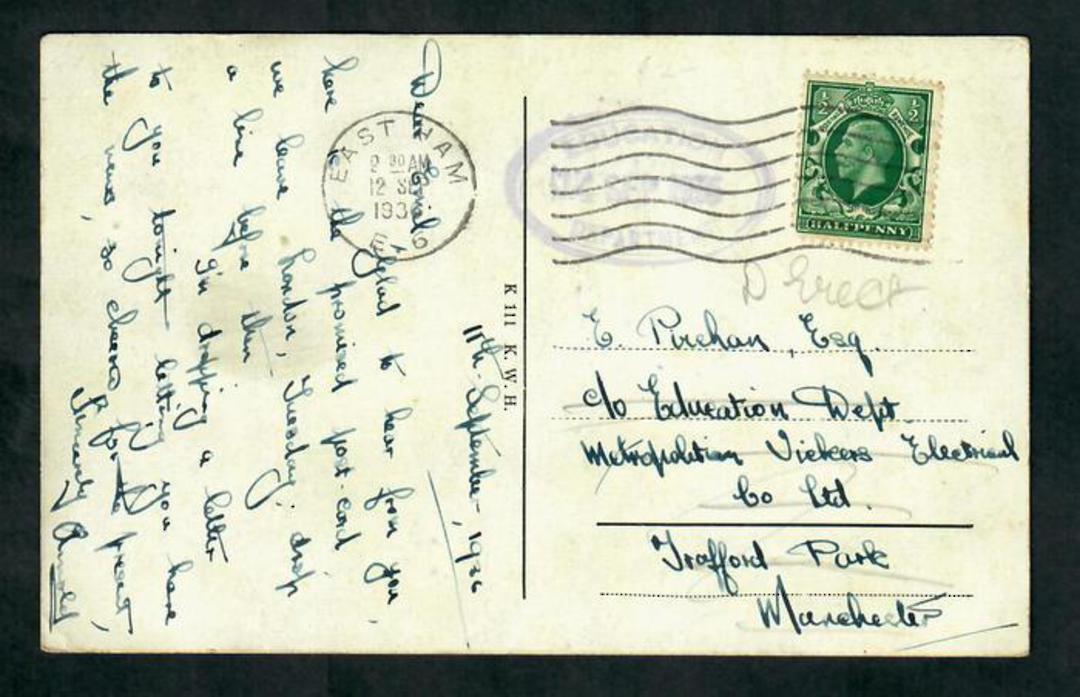 GREAT BRITAIN 1936 Postcard from East Ham to Manchester bearing Geo 5th ½d. Cachet EDUCATION DEPARTMENT. Nice item. - 30389 - Po image 0