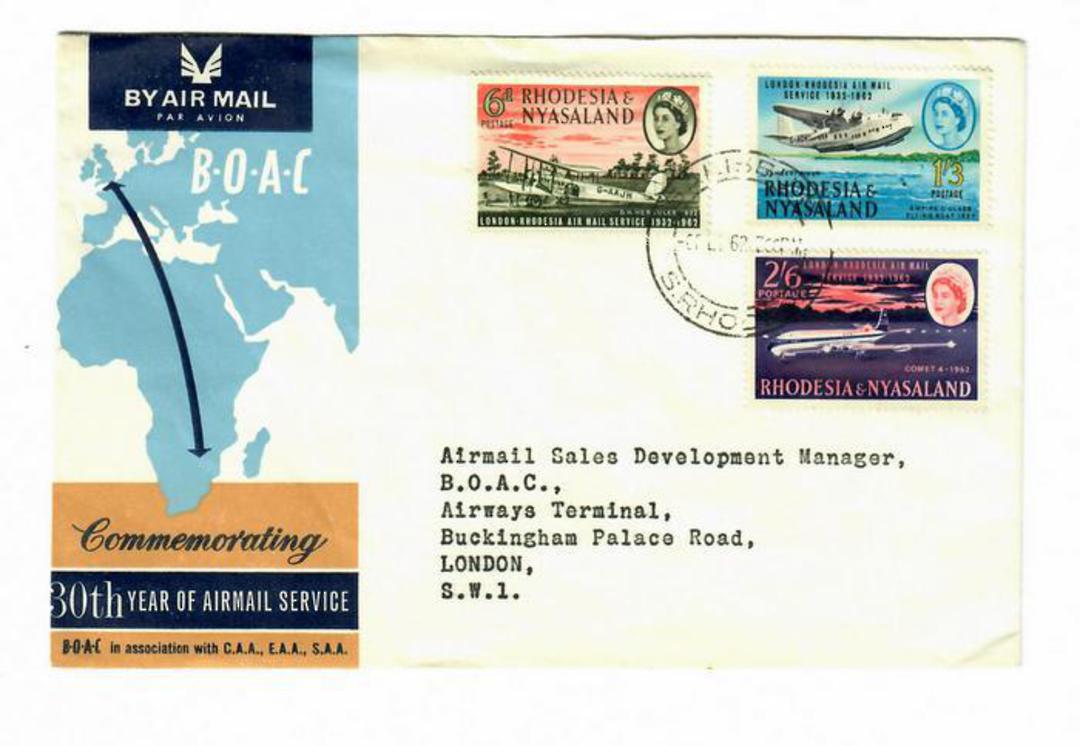 RHODESIA & NYASALAND 1962 BOAC 30th Year of Airmail Service to London. - 30868 - PostalHist image 0