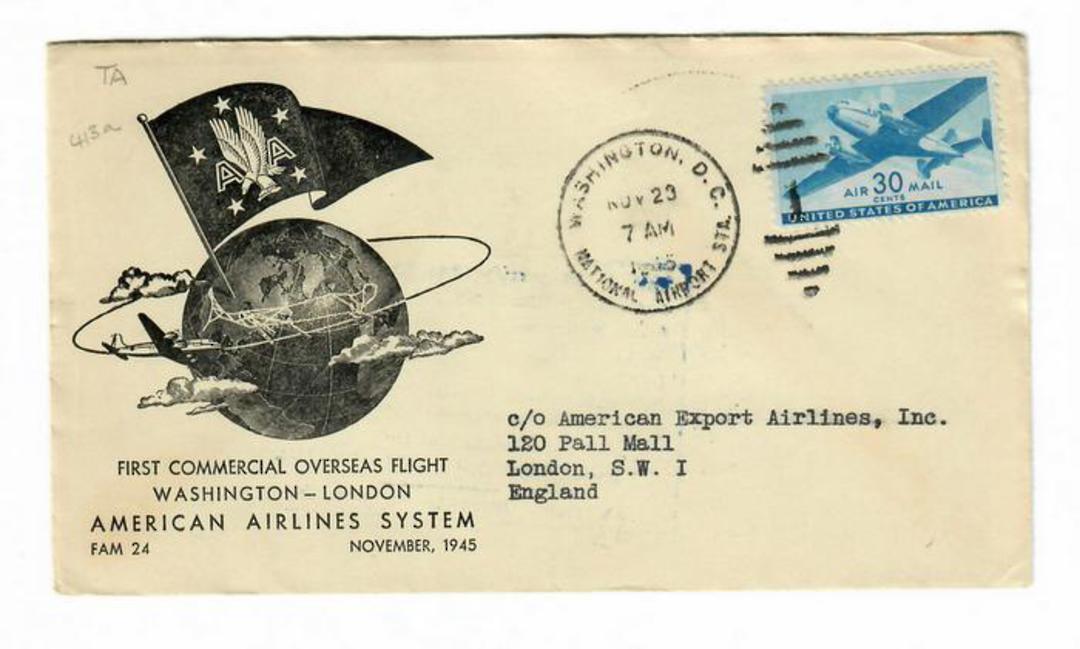 USA 1945 American Airlines First Flight Washington to London. image 0