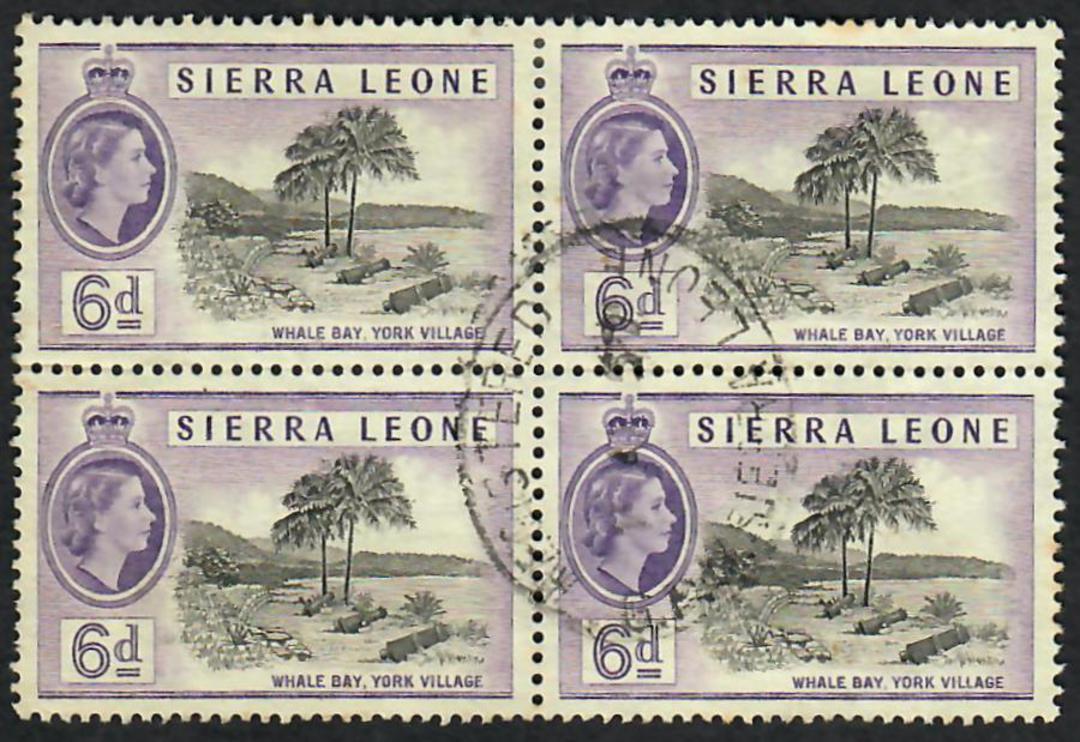 SIERRA LEONE 1956 Elizabeth 2nd Definitives 1½d and 6d in blocks of 4. - 23132 - UHM image 0