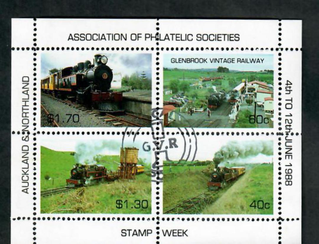 NEW ZEALAND 1988 Auckland and Northland Philatelic Societies Stamp Week miniature sheet. - 21683 - VFU image 0