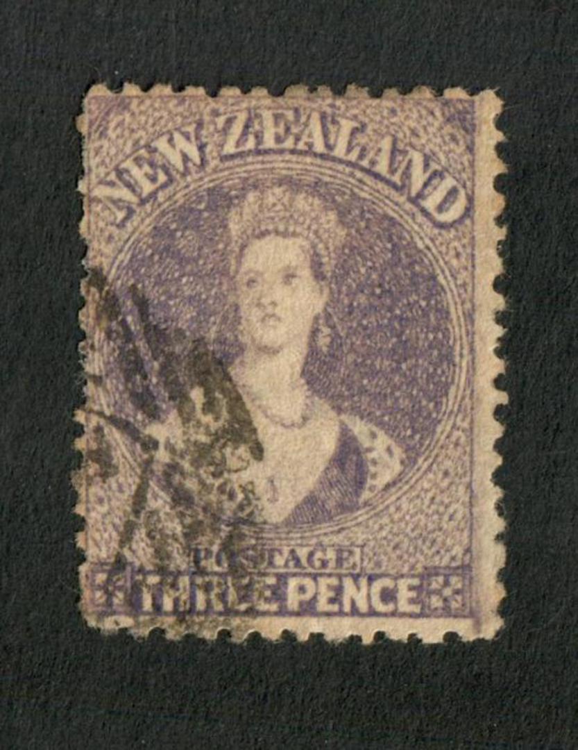 NEW ZEALAND 1862 Full Face Queen 3d Lilac. Perf 12½. Nice copy. Postmark off face. - 3537 - FU image 0