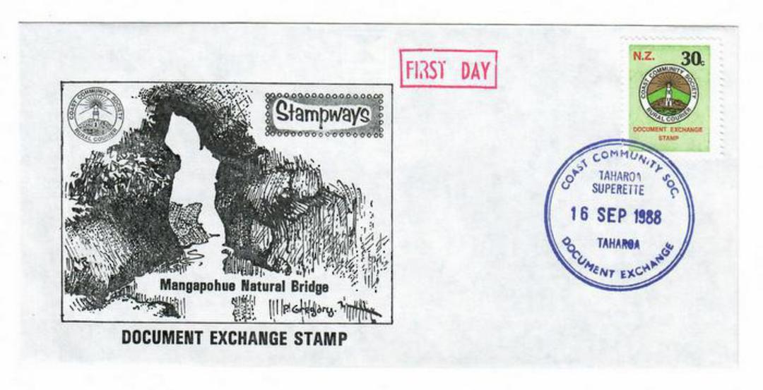 NEW ZEALAND 1988 Stampways Document Exchange on first day cover 16/9/1988. Taharoa Superette. - 36069 - PostalHist image 0