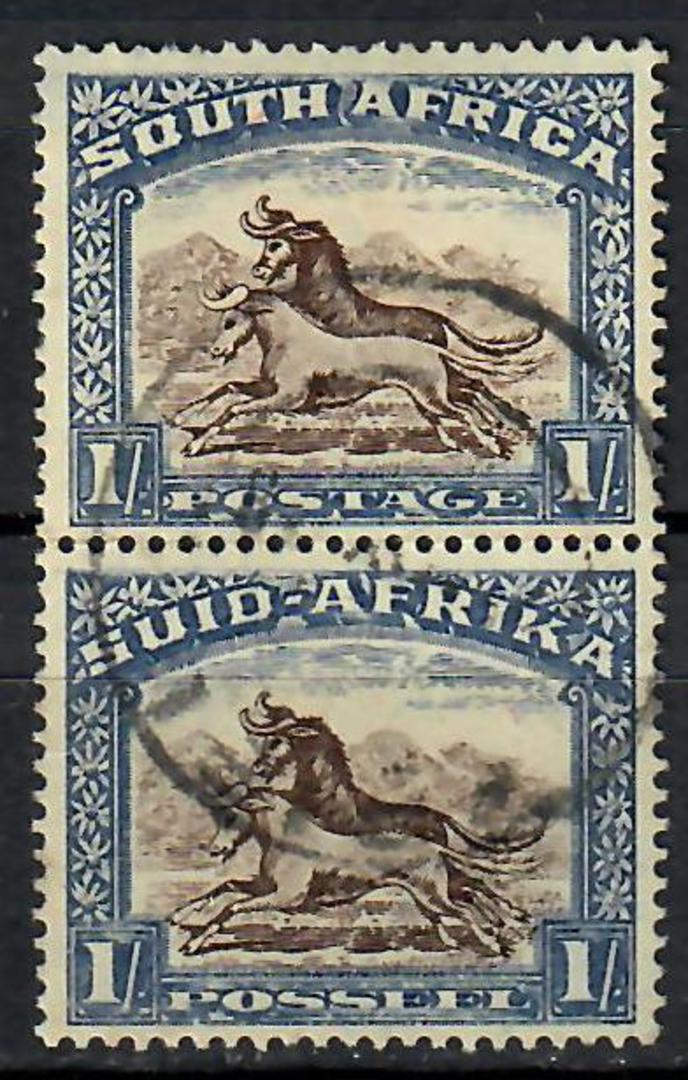 SOUTH AFRICA 1933 Definitive 1/- Brown and Chalky Blue. Joined pair. Identified by the late John Tommy. - 70703 - UHM image 0