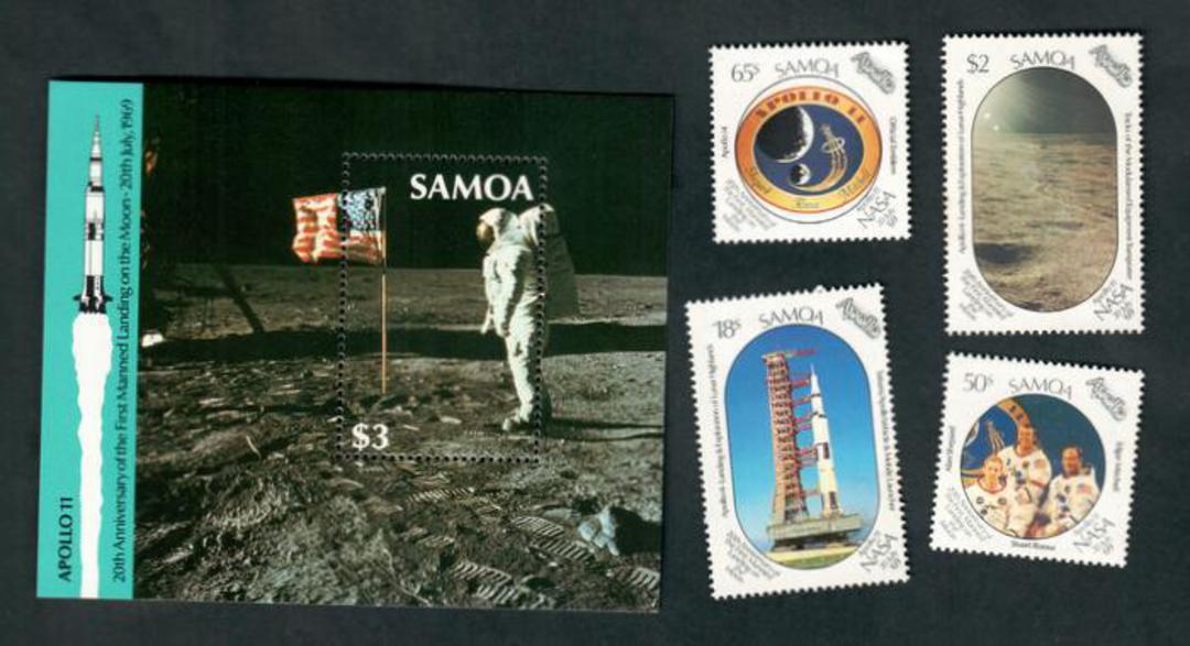 SAMOA 1989 20th Anniversary of the First Manned Moon Landing. Set of 4 and miniature sheet. - 52304 - UHM image 0