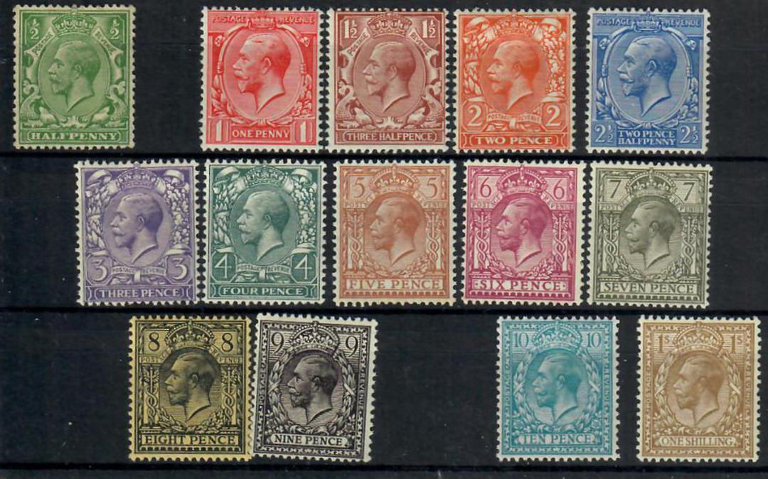 GREAT BRITAIN 1912 Geo 5th Definitives. Set of 14 simplified. All in fine never hinged except the ½d which is horrible. - 24437 image 0