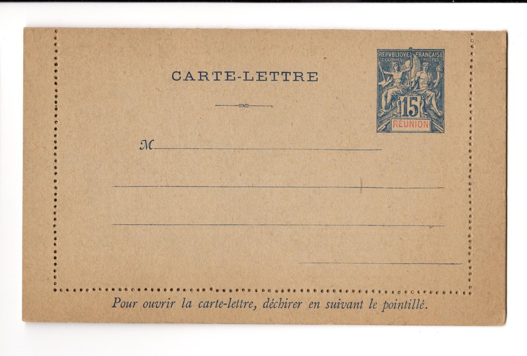 REUNION 1892 Carte-Lettre 15c Black. . Unused. - 38162 - PostalHist image 0
