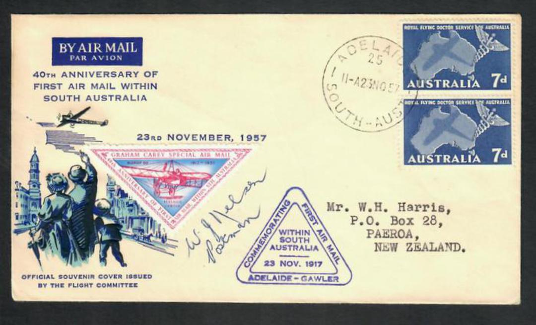AUSTRALIA 1957 40th Anniversary of the First Airmail within South Australia. Special Cover and Cinderella. - 30889 - PostalHist image 0