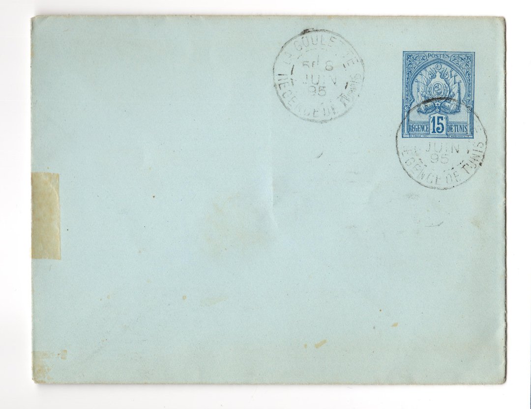 TUNISIA 1882 Postal Staionery 15c Blue postmaked 1895. No address. - 38277 - PostalHist image 0