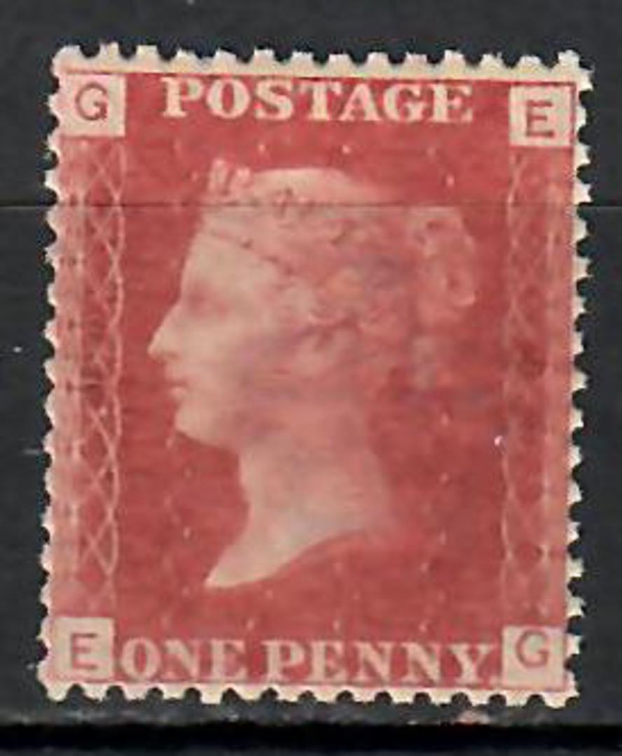GREAT BRITAIN 1858 1d Red. Plate 99. Letters GEEG. Hinge remains. Gum okay. Centered slightly south. - 74438 - Mint image 0