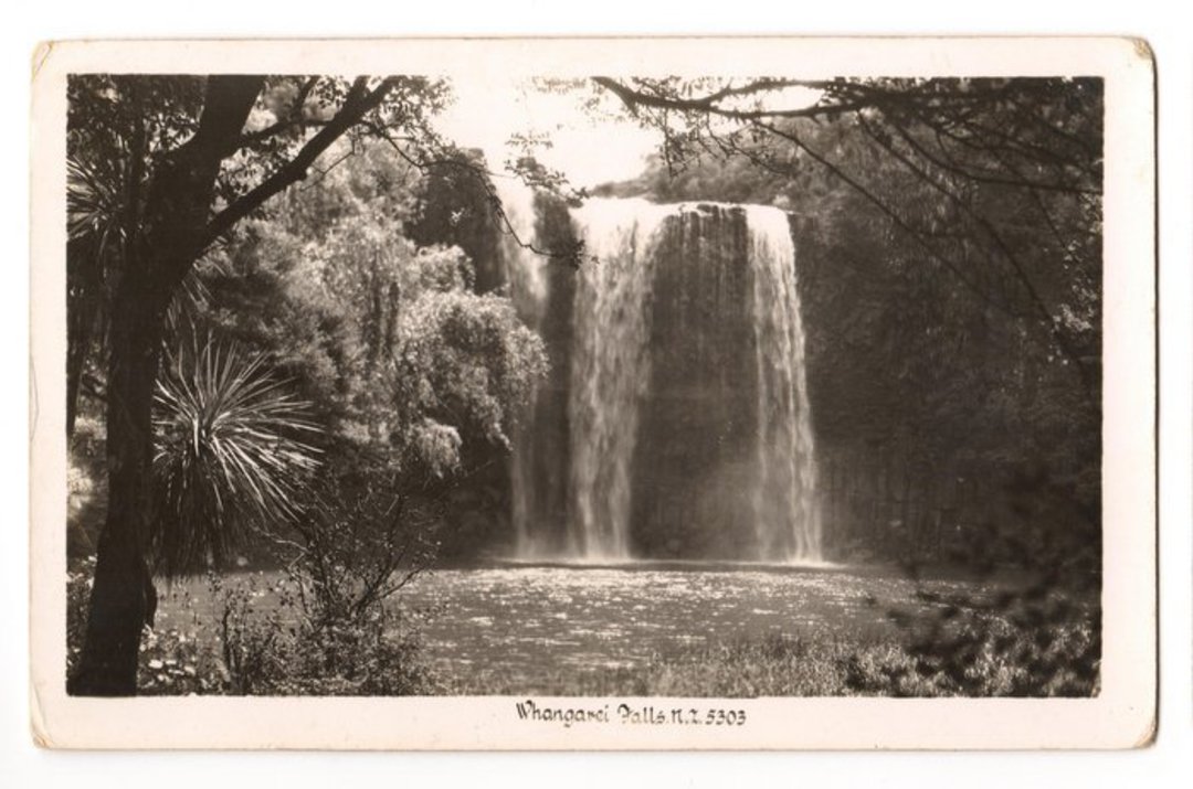 Real Photograph by A B Hurst & Son of Whangarei Falls. - 45036 - Postcard image 0