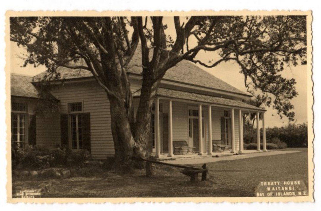 Real Photograph by George Stephenson (Kaikohe) of the Treaty House Waitangi. - 45020 - Postcard image 0