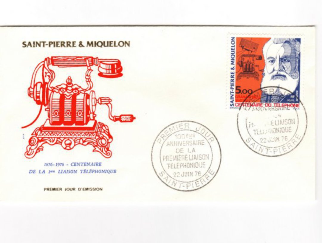 ST PIERRE et MIQUELON 1976 Centenary of the Telephone on first day cover. - 38236 - FDC image 0