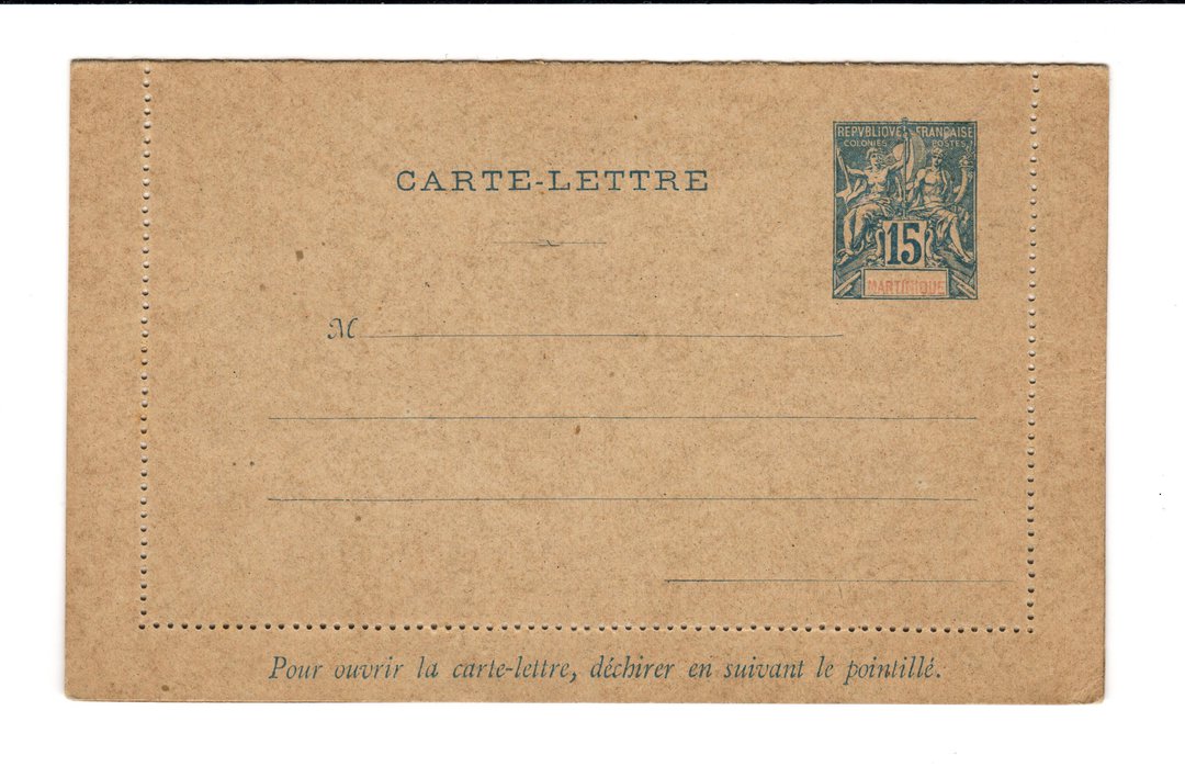 MARTINIQUE 1895 Carte-Lettre 15c Blue. Unused. - 37767 - PostalHist image 0