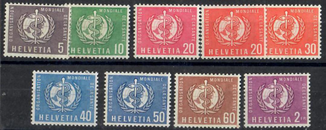 SWITZERLAND WORLD HEALTH ORGANIZATION 1957 Definitives. Set of 9. - 23329 - Mint image 0