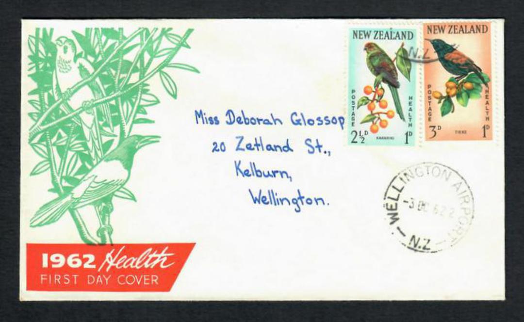 NEW ZEALAND 1962 Health. Set of 2 on illustrated first day cover. Postmark WELLINGYON AIRPORT. - 31518 - PostalHist image 0