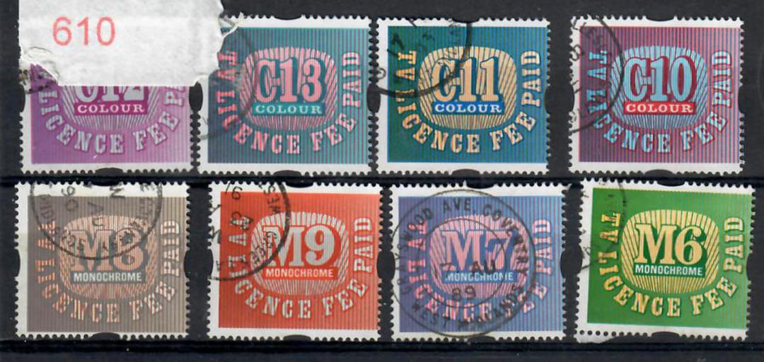 GREAT BRITAIN 1990 TV Licence Fee Paid. Set of 8. - 22063 - Cinderellas image 0