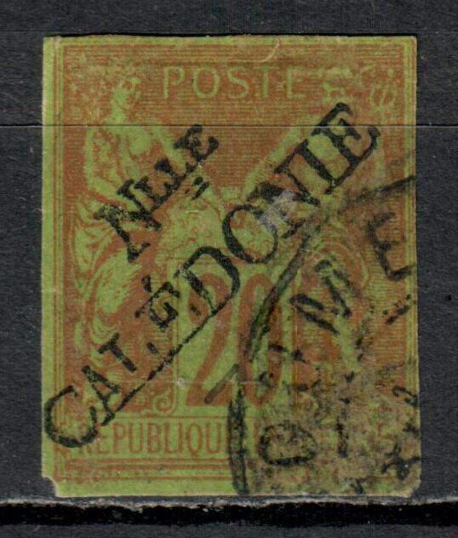 NEW CALEDONIA 1892 Definitive Surcharge Handstamped at Noumea 20c Red on green. Imperf. Two good margins. Two cut tight. - 74507 image 0