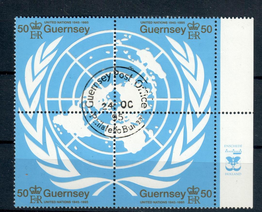 GUERNSEY 1995 50th Anniversary of the United Nations. Block of 4. - 21023 - VFU image 0
