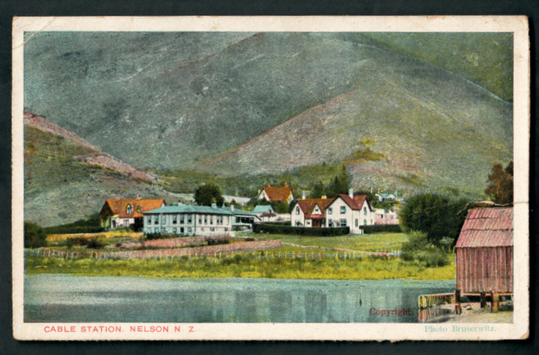 Coloured Postcard by Bruiserwitz of Cable Station Nelson. - 48609 - Postcard image 0