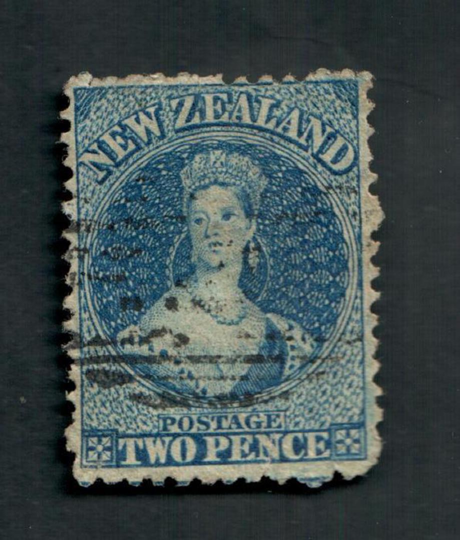 NEW ZEALAND 1862 Full Face Queen 2d Blue. Plate 2. Very light postmark off face. - 3560 - FU image 0