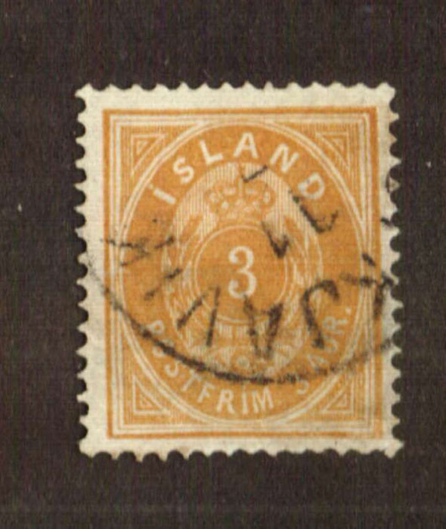 ICELAND 1882 3c brownish ochre. Well centred. Good perfs - 71421 - VFU image 0
