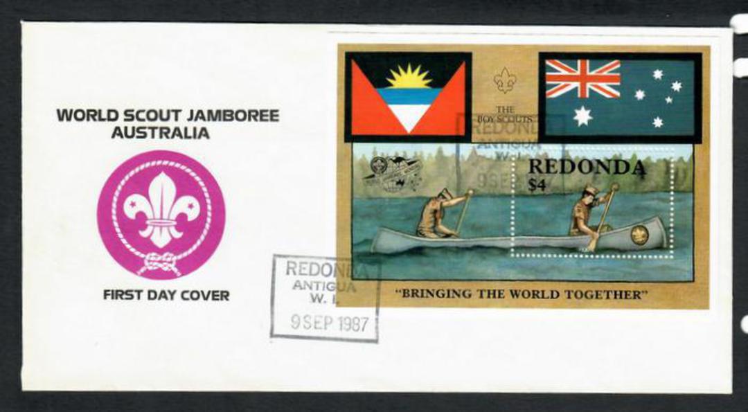 REDONDA 1987 World Scout Jamboree. Miniature sheet on cover. - 30671 - PostalHist image 0