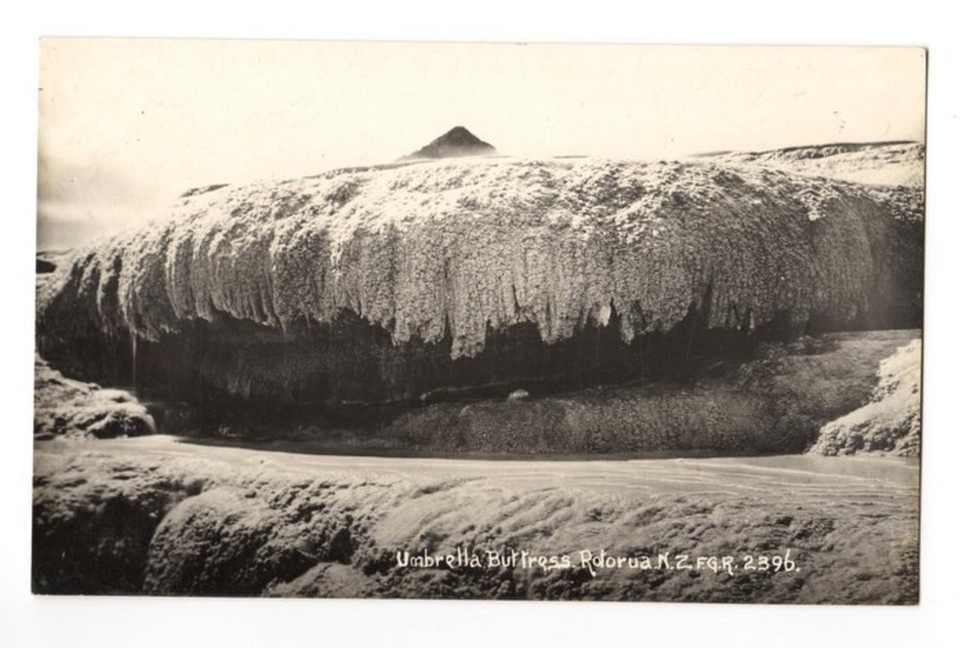 Real Photograph by Radcliffe of Umbrella Buttress Rotorua. - 45956 - Postcard image 0