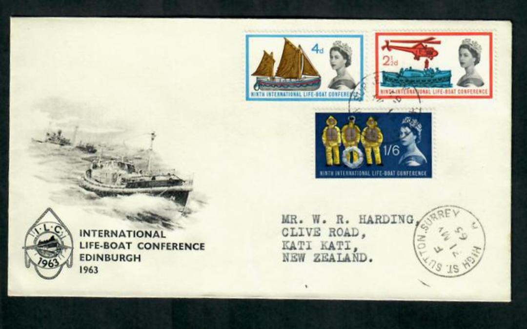 GREAT BRITAIN 1963 International Life-Boat conference. Set of 3 on first day cover. - 31756 - FDC image 0